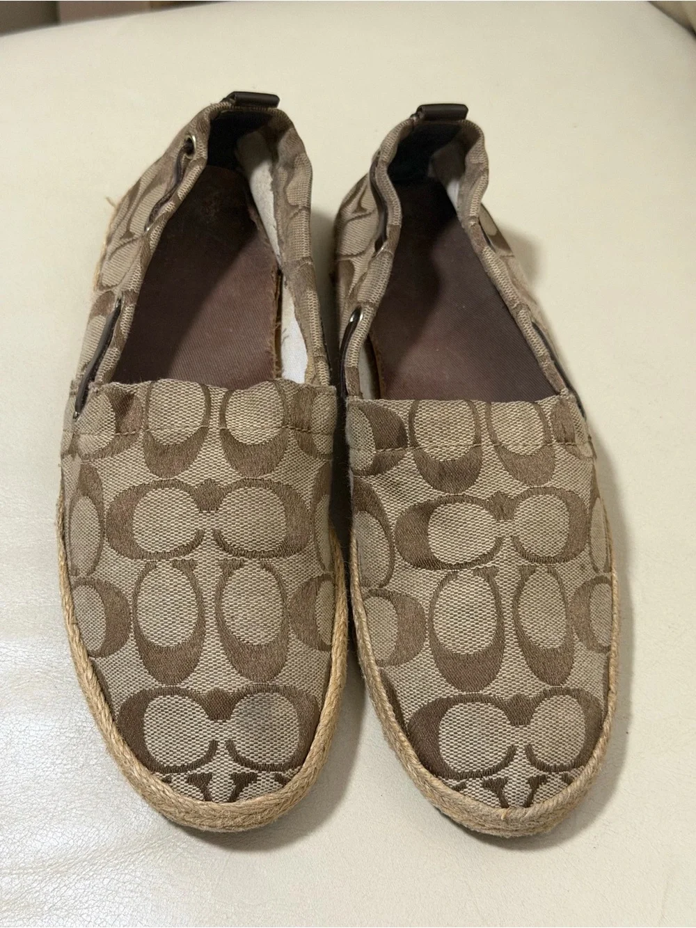 Coach women's Signature Canvas Slip-On Espadrilles in Brown size 7